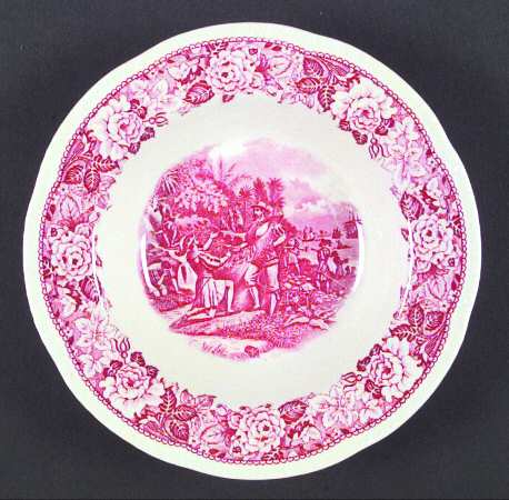Historical America Red (Scalloped) Rim Soup Bowl