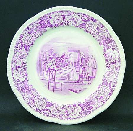 Historical America Red (Scalloped) Luncheon Plate