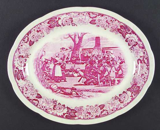 Historical America Red (Scalloped) 13" Oval Serving Platter