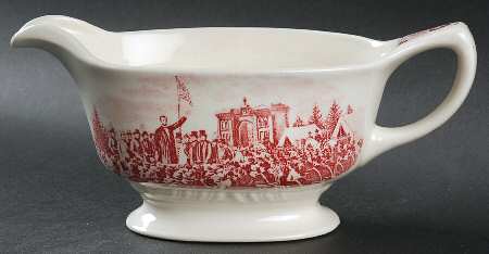 Historical America Red (Scalloped) Gravy Boat