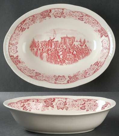 Historical America Red (Scalloped) 9" Oval Vegetable Bowl