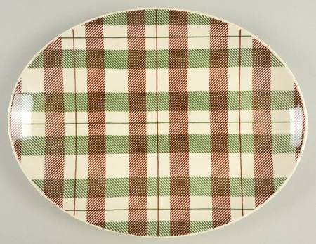 Highland Plaid (Green Brown) 11" Oval Serving Platter