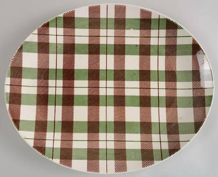Highland Plaid (Green Brown) 13" Oval Serving Platter
