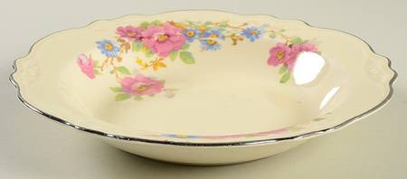 Wild Pink Rose Rim Soup Bowl