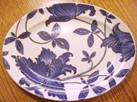Blue Fantasy 14" Oval Serving Platter
