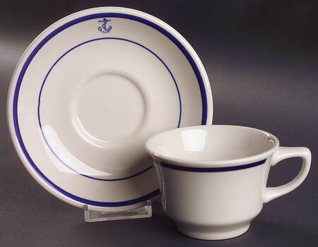 US Navy Mess Wardroom Officer Flat Cup & Saucer Set