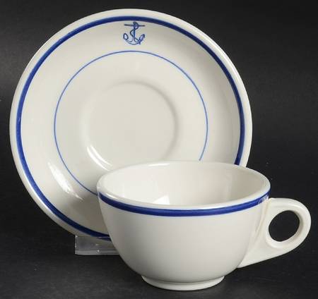 US Navy Mess Wardroom Officer Flat Cup & Saucer Set