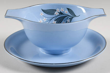 Blue Mist Round Gravy Boat/Attached Underplate