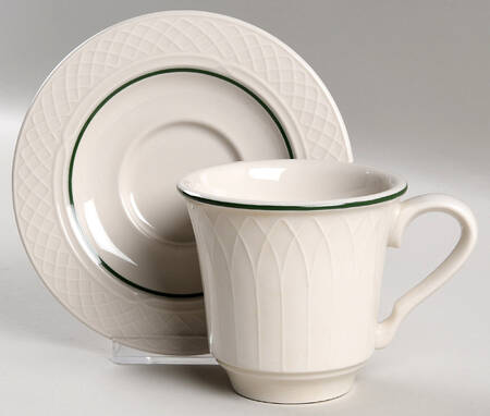 Jade Green Flat Cup & Saucer Set