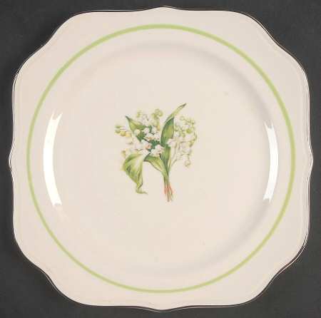 Lily of The Valley (Platinum Trim) Square Salad Plate