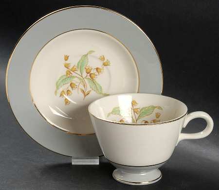 Lily of The Valley (Gold Trim) Footed Cup & Saucer Set