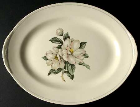 Magnolia (Eggshell Nautilus) 13" Oval Serving Platter by Homer Laughlin 