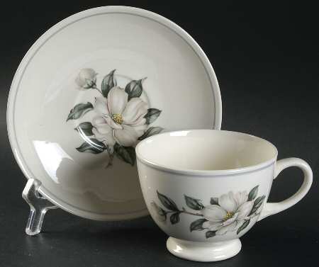 Magnolia (Eggshell Nautilus) Footed Cup & Saucer Set
