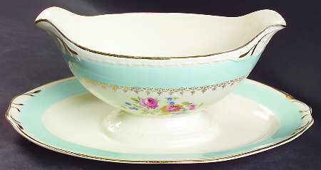 Marilyn Blue Gravy Boat with Attached Underplate