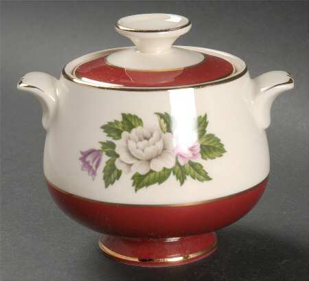 Margaret Rose Maroon Sugar Bowl & Lid