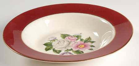 Margaret Rose Maroon Rim Soup Bowl