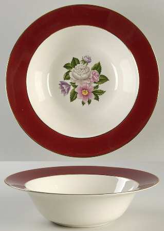 Margaret Rose Maroon 9" Round Vegetable Bowl