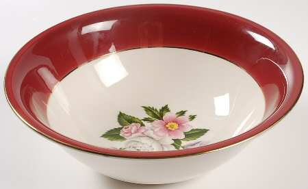 Margaret Rose Maroon 8" Round Vegetable Bowl