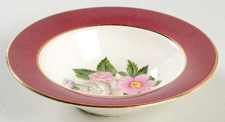 Margaret Rose Maroon Rim Fruit/Dessert (Sauce) Bowl