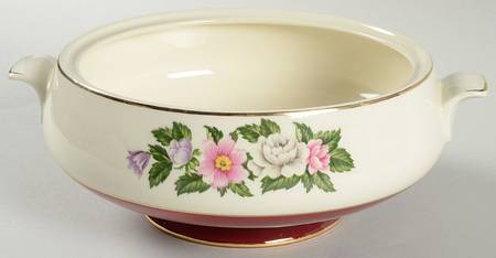 Margaret Rose Maroon Round Vegetable No Lid