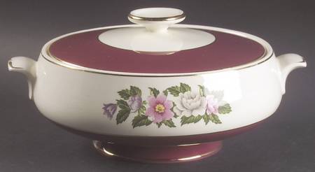 Margaret Rose Maroon Round Covered Vegetable