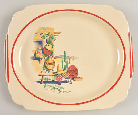 Mexicana (Century, Red Band) 11" Oval Serving Platter
