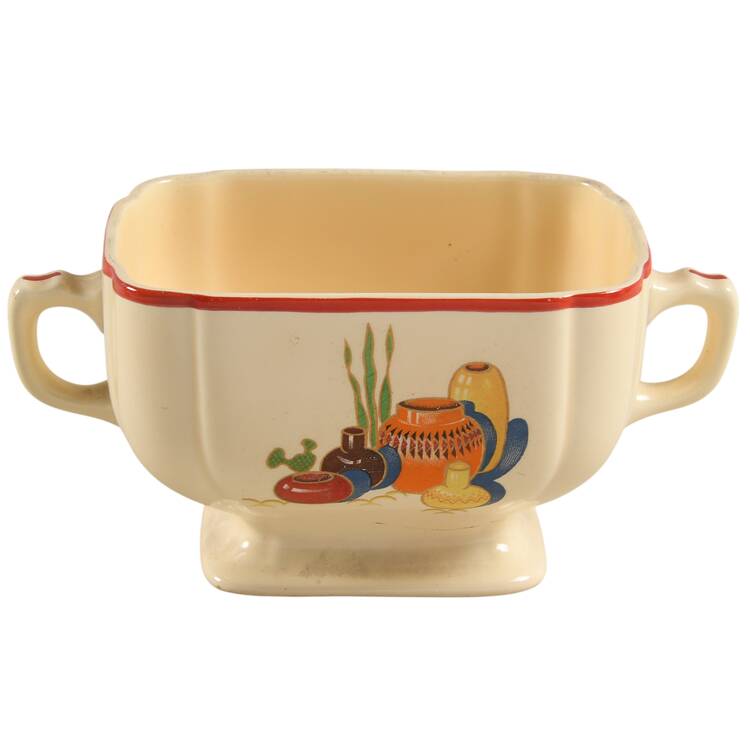 Mexicana (Century, Red Band) Sugar Bowl No Lid by Homer Laughlin 