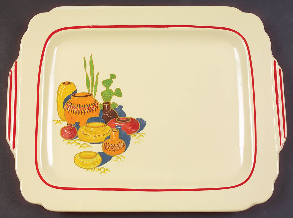 Mexicana (Century, Red Band) 13" Oval Serving Platter by Homer Laughlin 