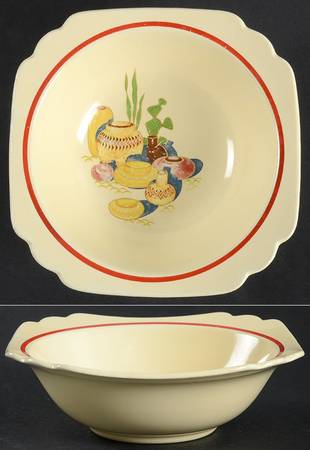 Mexicana (Century, Red Band) Rim Cereal Bowl by Homer Laughlin 