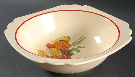 Mexicana (Century, Red Band) 8" Round Vegetable Bowl by Homer Laughlin 
