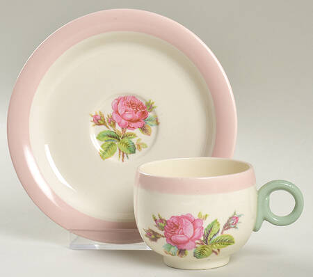 Moss Rose Flat Demitasse Cup & Saucer Set