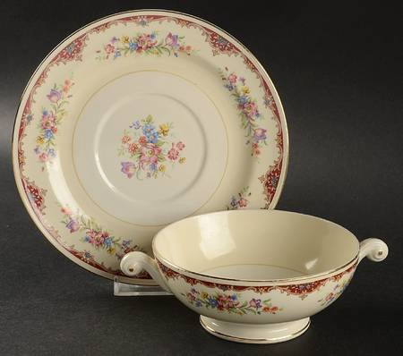 N1583 Footed Cream Soup Bowl & Saucer Set