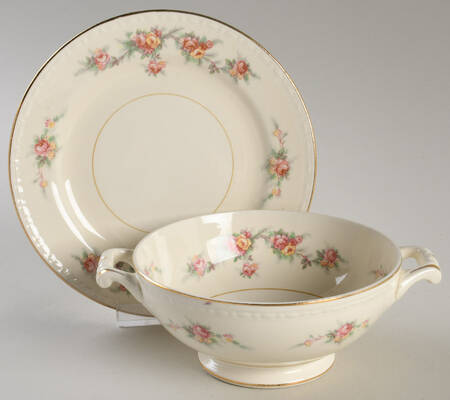 N1627 Footed Cream Soup Bowl & Saucer Set