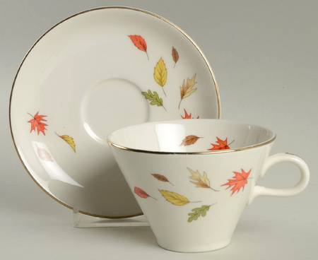 October Leaves Flat Cup & Saucer Set