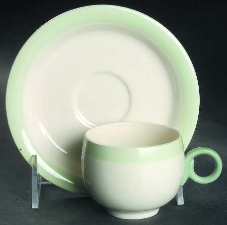Organdy Green Flat Demitasse Cup & Saucer Set