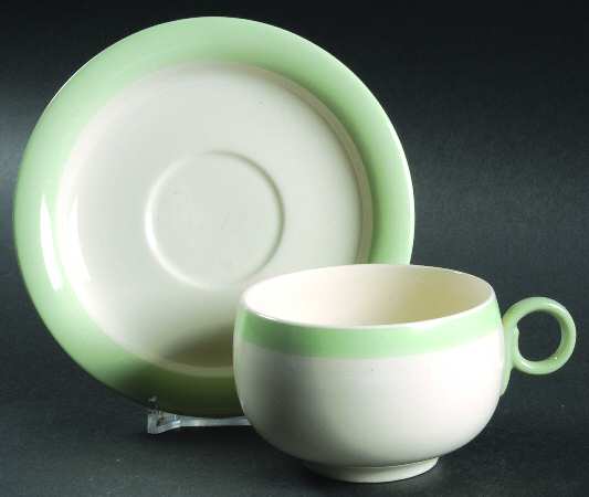 Organdy Green Flat Cup & Saucer Set