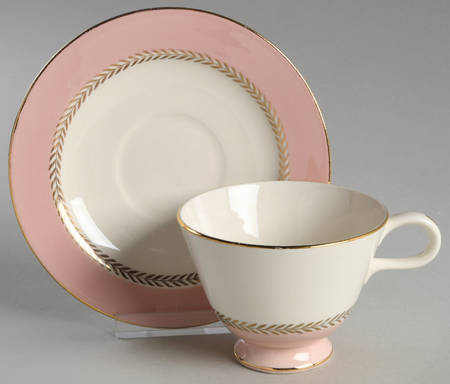Pink Laurel Footed Cup & Saucer Set