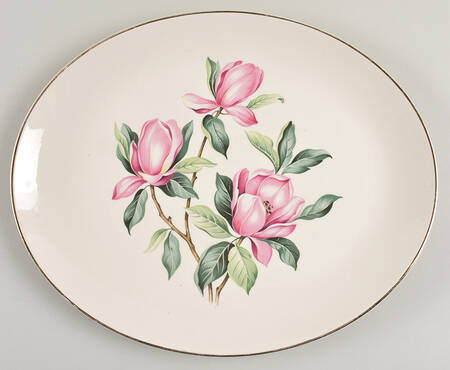 Pink Magnolia 13" Oval Serving Platter
