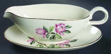 Pink Magnolia Gravy Boat & Underplate/Relish