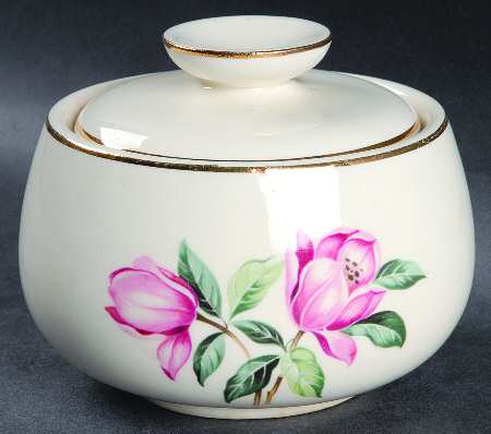 Pink Magnolia Sugar Bowl & Lid