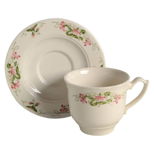 Pink Violets Footed Cup & Saucer Set