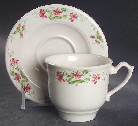 Pink Violets Flat Cup & Saucer Set