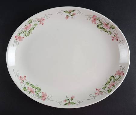 Pink Violets 13" Oval Serving Platter