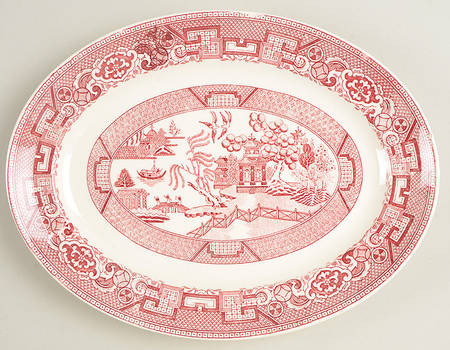Pink Willow 10" Oval Serving Platter