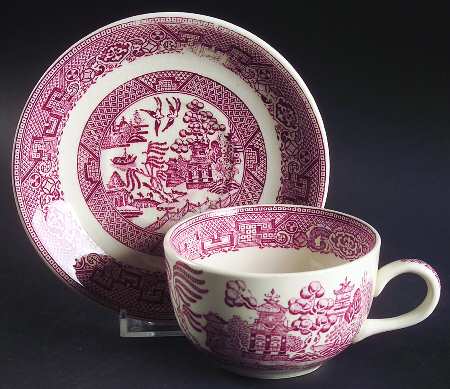 Pink Willow Flat Cup & Saucer Set