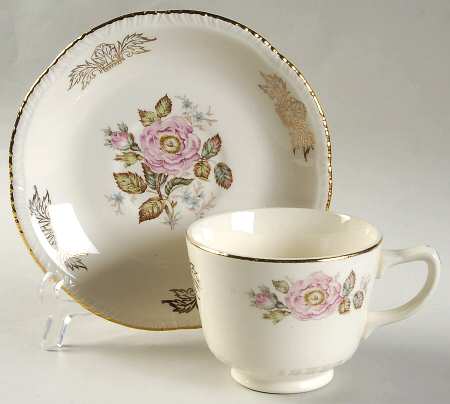 Queen Esther Footed Cup & Saucer Set by Homer Laughlin 
