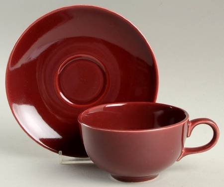 Rhythm Burgundy Flat Cup & Saucer Set