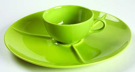 Rhythm Green (Chartreuse) Snack Plate & Cup Set