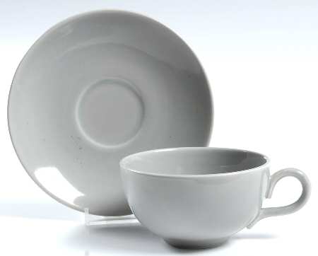 Rhythm Gray Flat Cup & Saucer Set