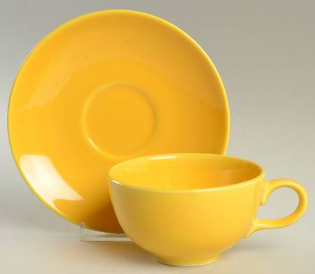 Rhythm Yellow Flat Cup & Saucer Set
